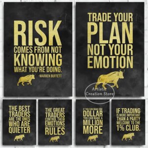 Golden Trading Art Motivational Canvas Poster – Wall Street Decor